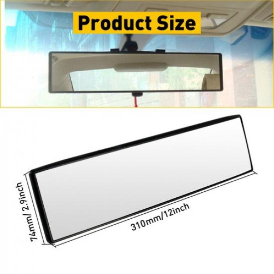 Universal 300MM Convex Clear Interior Clip On View Rear Mirror For Auto Car