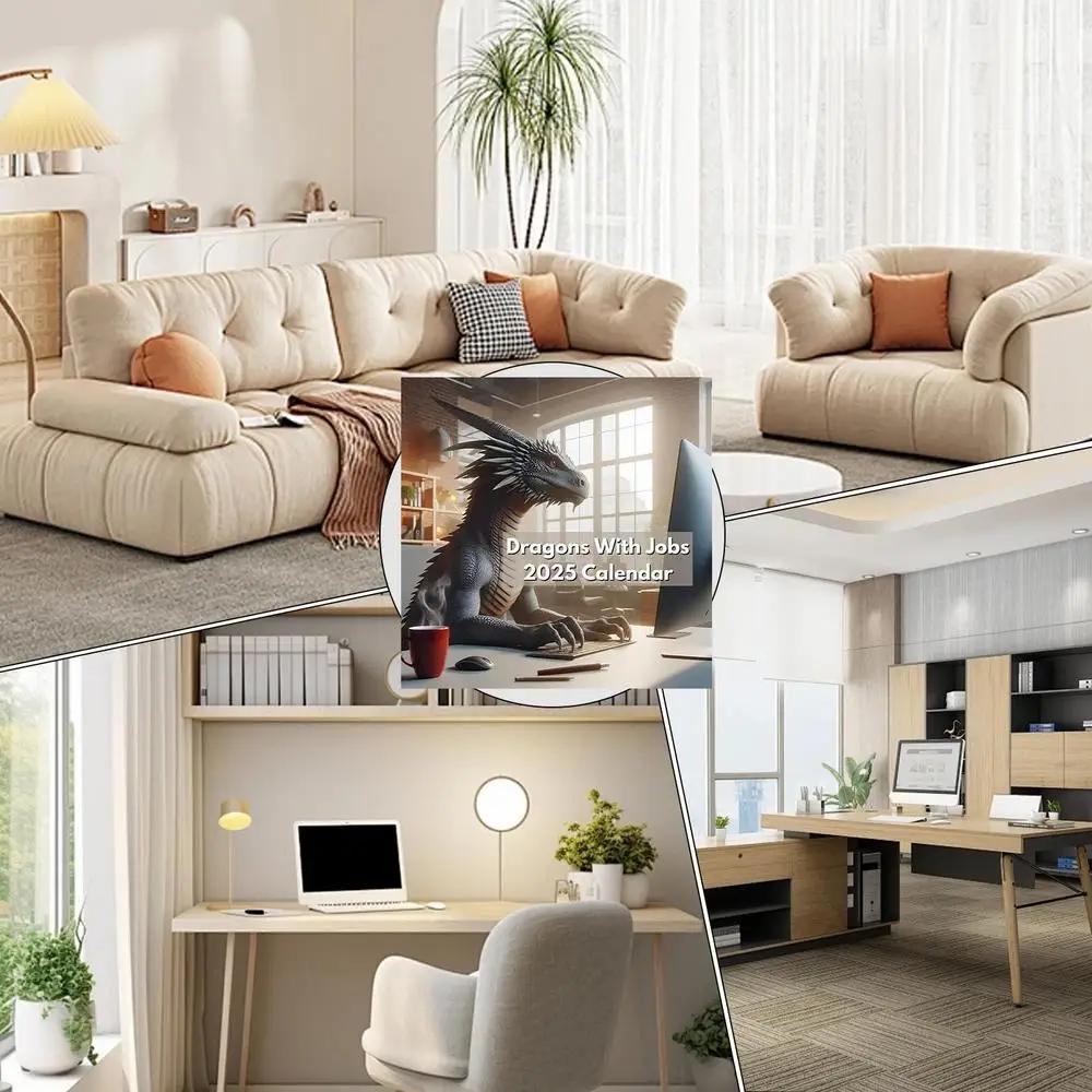 Jobkalender Drachen, 2025 Kreativer Wandkalender Lustiger Drachenkalender Vertikale Monatskalender Für Heimorganisation