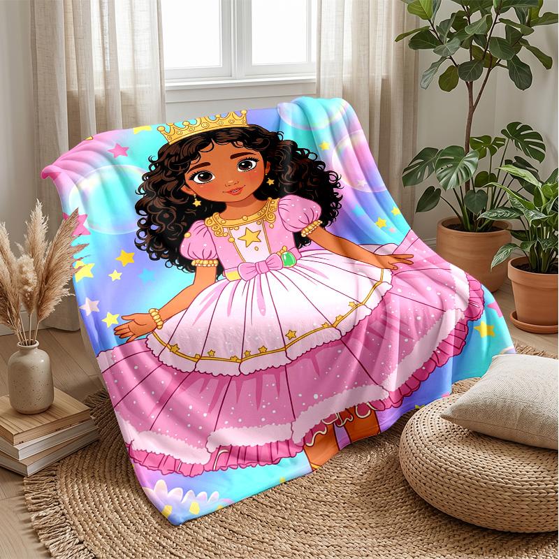 Princess in Sparkling Crown Theme blanket Lightweight Warm Flannel Blanket Decorative Throw Blanket for Home Decoration