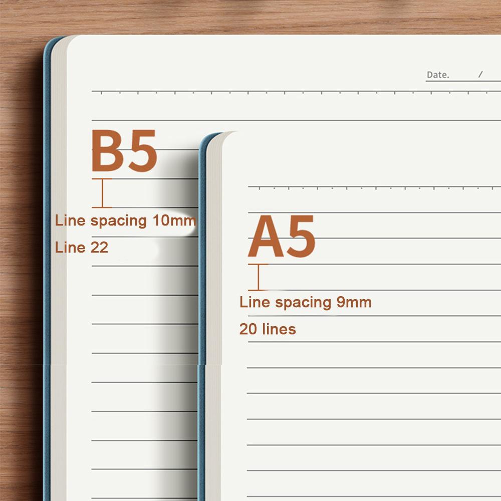 (Logo can be engraved) A5/B5 leather student subject notebook, business meeting record book, notepad, office ledger, diary, lined inner pages