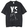 Rapper Kanye West Tour Late Registration Camiseta Vintage de Manga Corta para Hombre Lavar Camiseta Hip Hop Streetwear Camisetas
