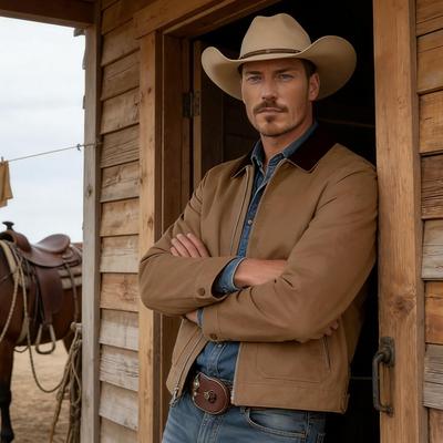 Herren Western Style Color-Block Freizeitjacke mit Reißverschlusskragen für Frühling und Herbst