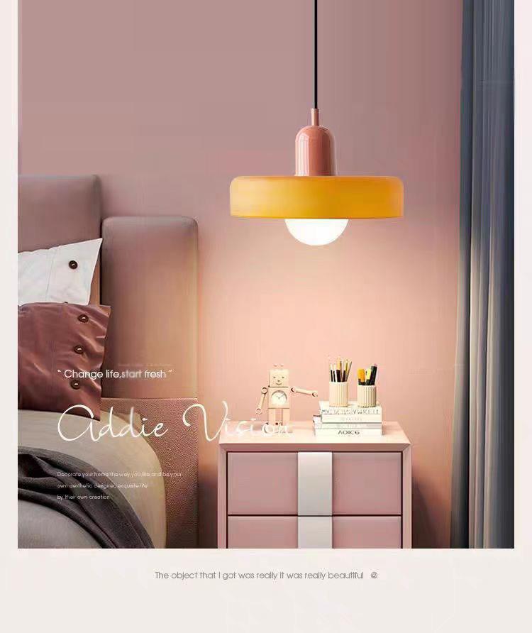 Vintage Memphis Green Glass Pendant Lamp - Modern Bauhaus Bedside Chandelier