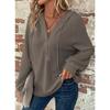 Women S Solid Color Hooded Buttoned Long Sleeve Sweatshirt