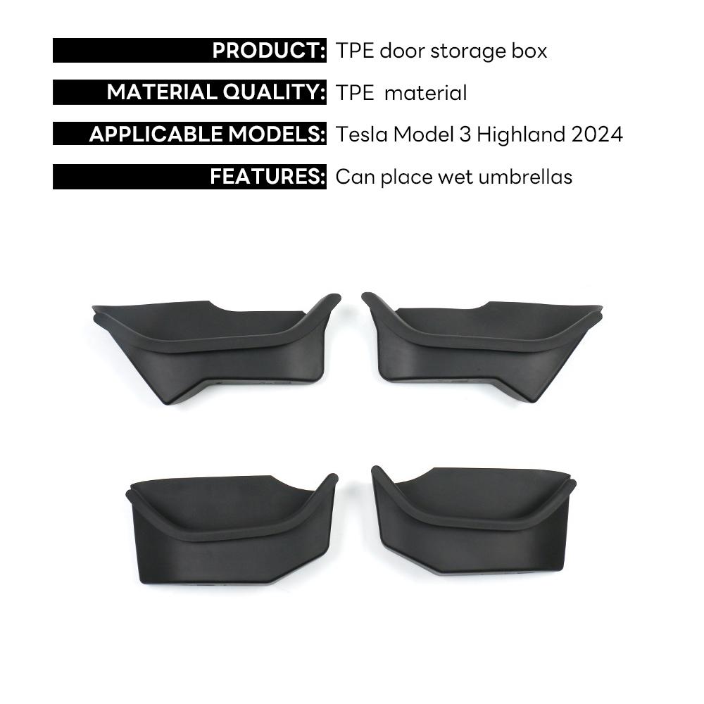 

For Tesla New Model 3+ Highland 2024 Rear Full Storage Box Door Handle Armrest Tray Organizer Silicone Cover Car Accessories
