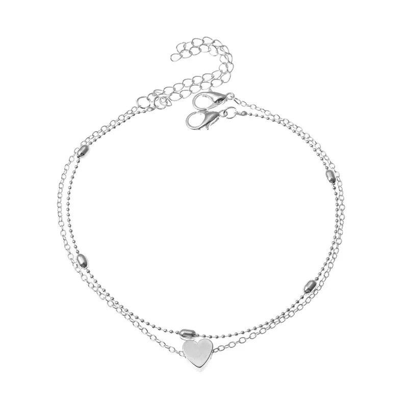Tobillera con forma de corazón y estrella estilo bohemio para mujer, varios modelos, cadena para el pie multicapa, pulsera de tobillo con forma de hoja para mujer, accesorios de playa, novedad de 2021