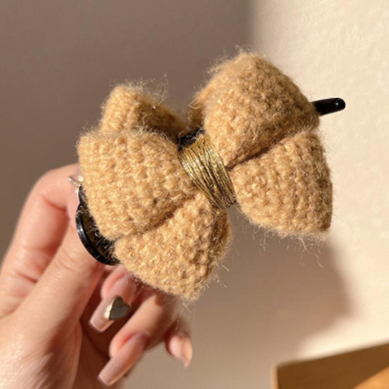 1 Stück Zopfklammer Acryl Wolle Gestrickte Schleife Haarkralle für Damen Fleischbällchen-Kopf Fixierendes Haarstyling-Werkzeug Haaraccessoires