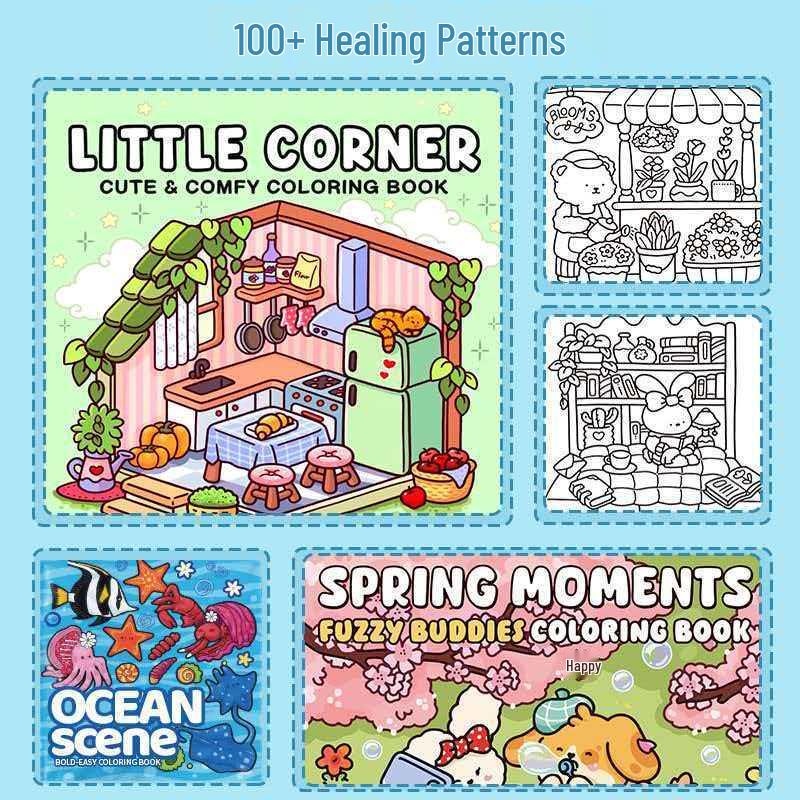 Children's Cartoon Coloring Book: Cute, Comfortable, Warm, Stress Relief, Simple Graffiti Drawing for Kids
