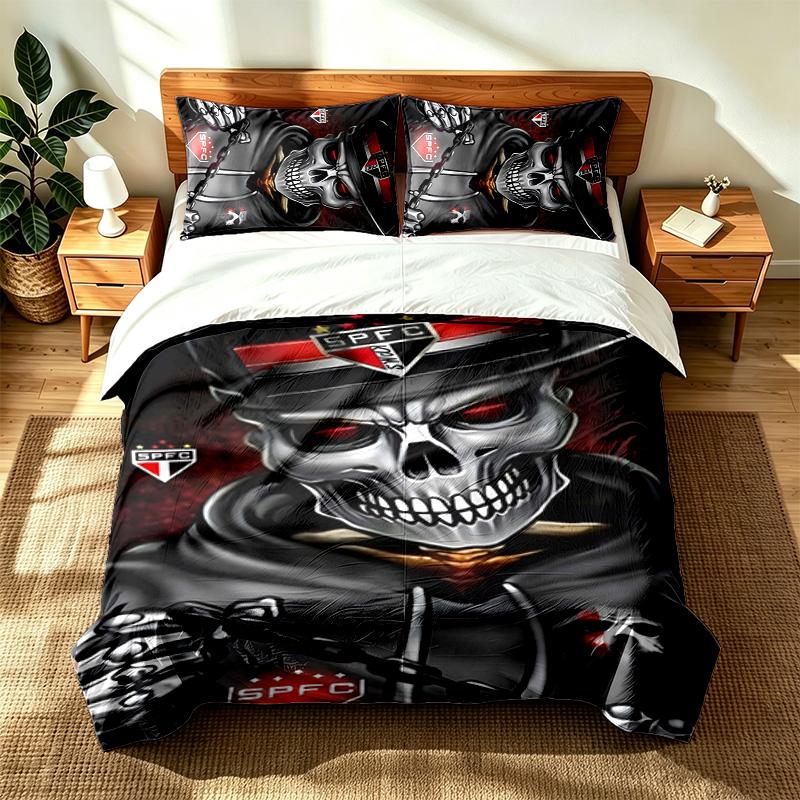 Sao Paulo Futebol Clube (14) 3pc Set Suitable for Master Bedrooms Soft and Comfortable an Ideal Gift for Family and Friends Includes One Duvet Cover a