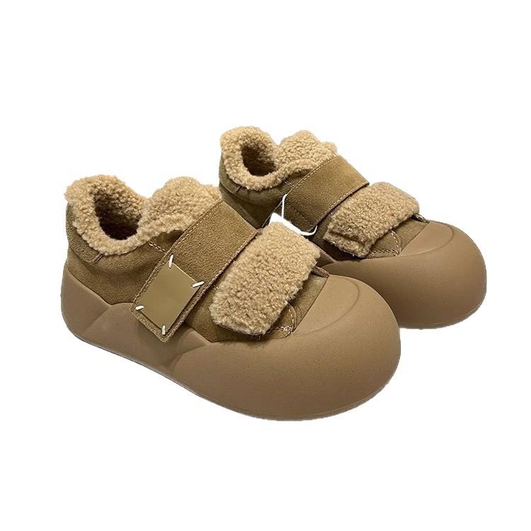 Jehněčí vlna suchý zip vlna bavlněné boty dámské 2025 zima nové silné podrážky samet kulatá špička univerzální módní chlebovky