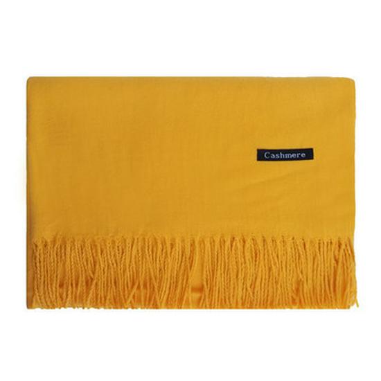 2025 Autumn/Winter Solid Color Imitation Cashmere Mid-Length Warm Tassel Scarf - Japanese & Korean Sweet Fashion