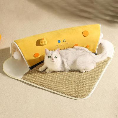 Summer Cat Tunnel Bed with Ball Hideaway Portable Tube for Indoor Cats Small