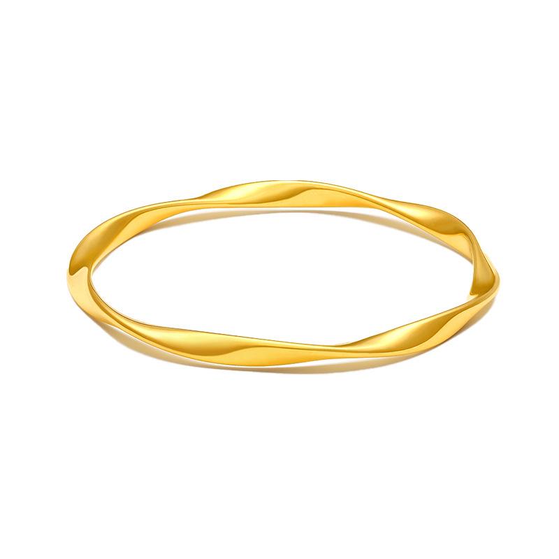 Gold-Plated Möbius Twist Braid Bangle - Simple Wedding Decoration for Women