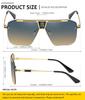 Retro Oversized Sunglasses for Men and Flat Vintage [SHEEN KELLY] Women, Square, Rimless, Top,