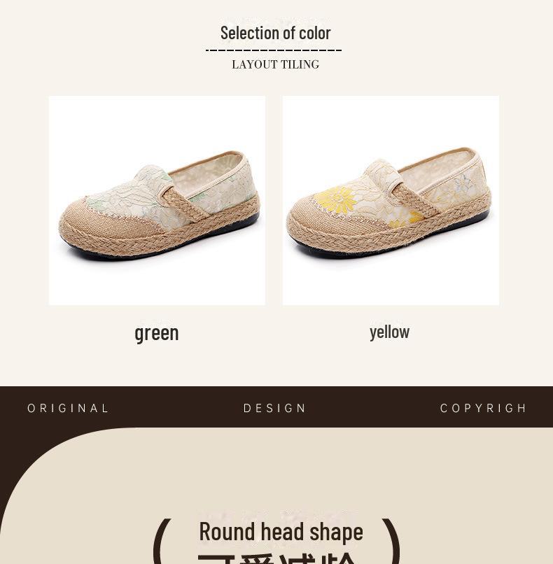 Damskie etniczne lniane buty codzienne - lekkie, antypoślizgowe, oddychające, z miękką podeszwą na wiosnę i jesień