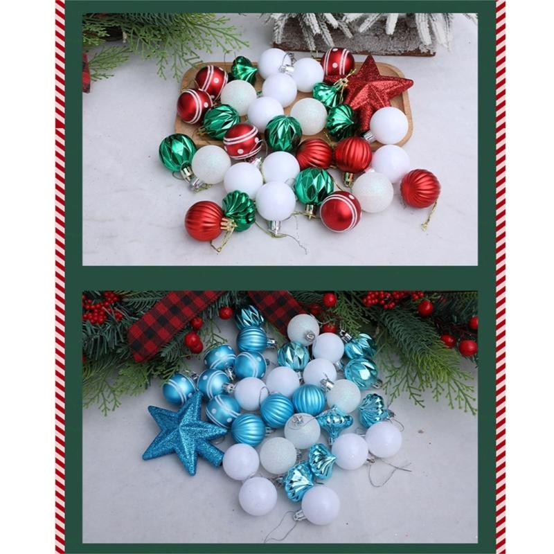 31Pcs Christmas Baubles Ornament Shatterproof Decorative Baubles For Christmas Tree Wedding Winter Festival Celebration