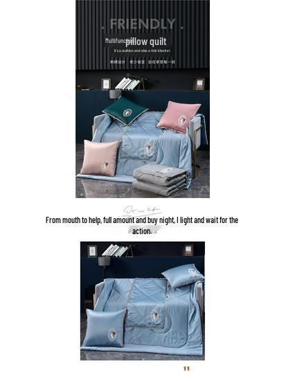 Light Luxury Washable Silk Embroidery Pillow & Cool Feel Quilt