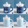 Cute Polar Bear Ceramic Mug With Lid Spoon Coffee Cups Creative Drinkware Coffee Tea Milk Cup Gifts