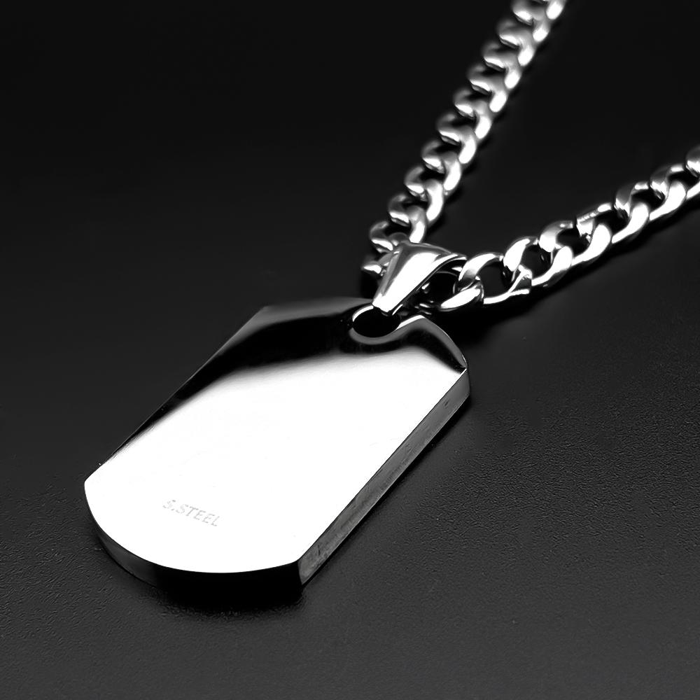 Collier Pendentif Plaque Militaire Acier Inoxydable Émail Noir pour Homme Petit Ami Couleur Dorée Breloque Chaîne Masculine Géométrique Bijoux Punk Cadeau