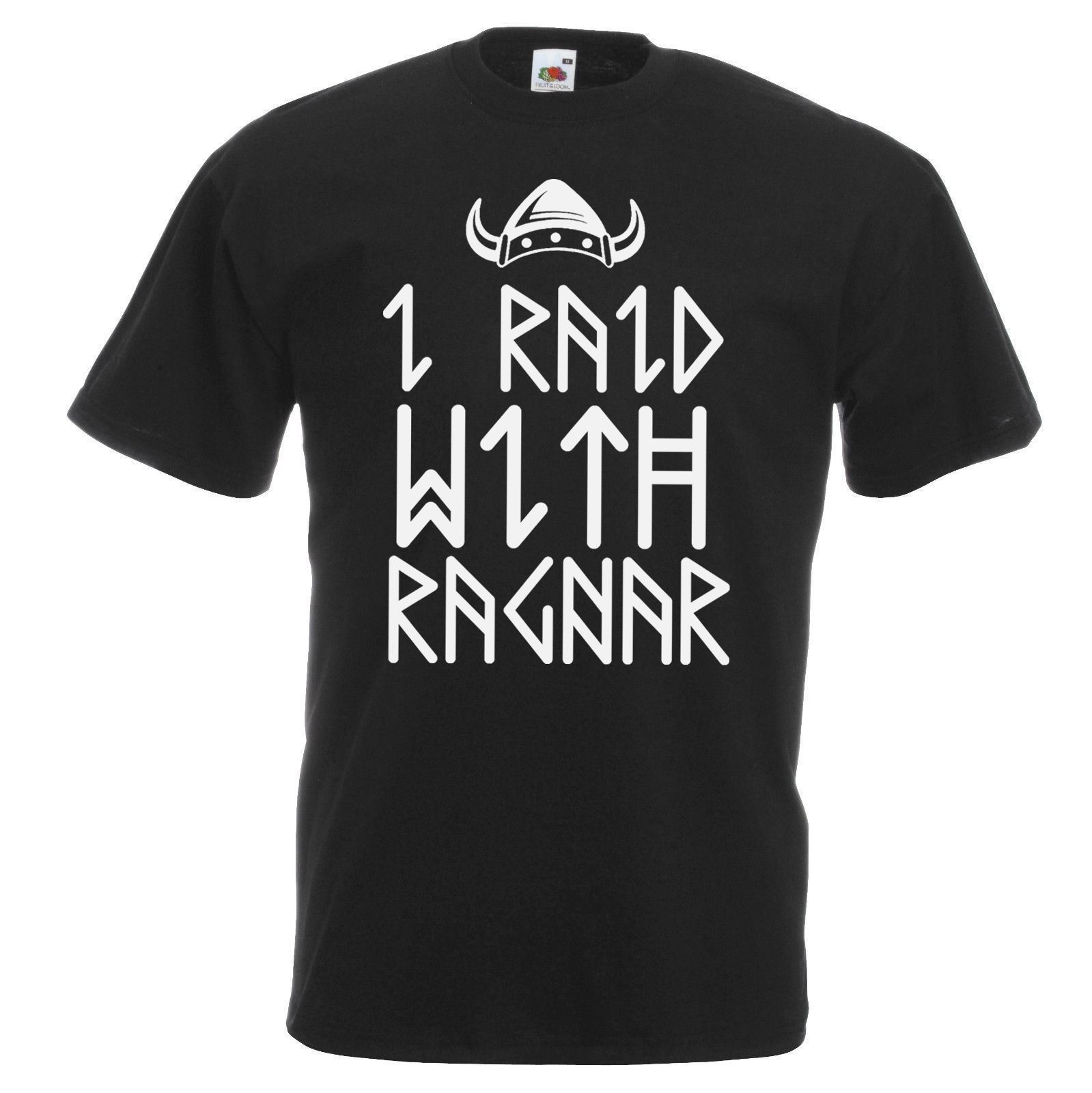 Unisexs I Raid With Ragnar Lodbruk Runic Viking Runes Unisex Black TShirt S