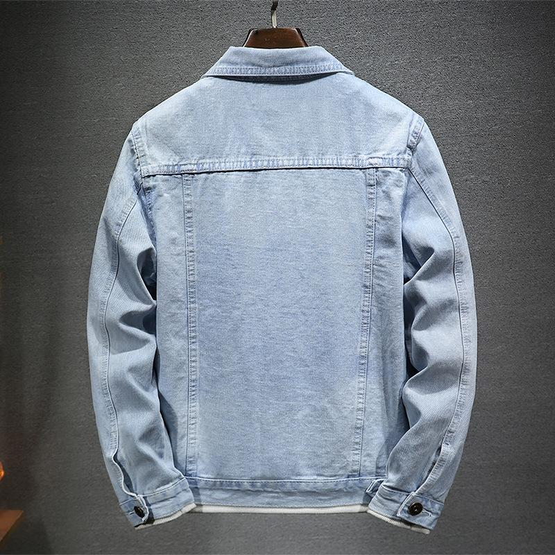 Autumn Denim Jacket Men Turn Down Collar Coat for Men Retro Hip Hop Style Denim Jacket with Multi Pockets Casual Streetwear