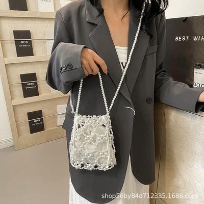 Niche Handmade Pearl Beaded Bag Retro Bucket Niche Woven Bag Hollow Bead Bag 2025 Spring New Ling