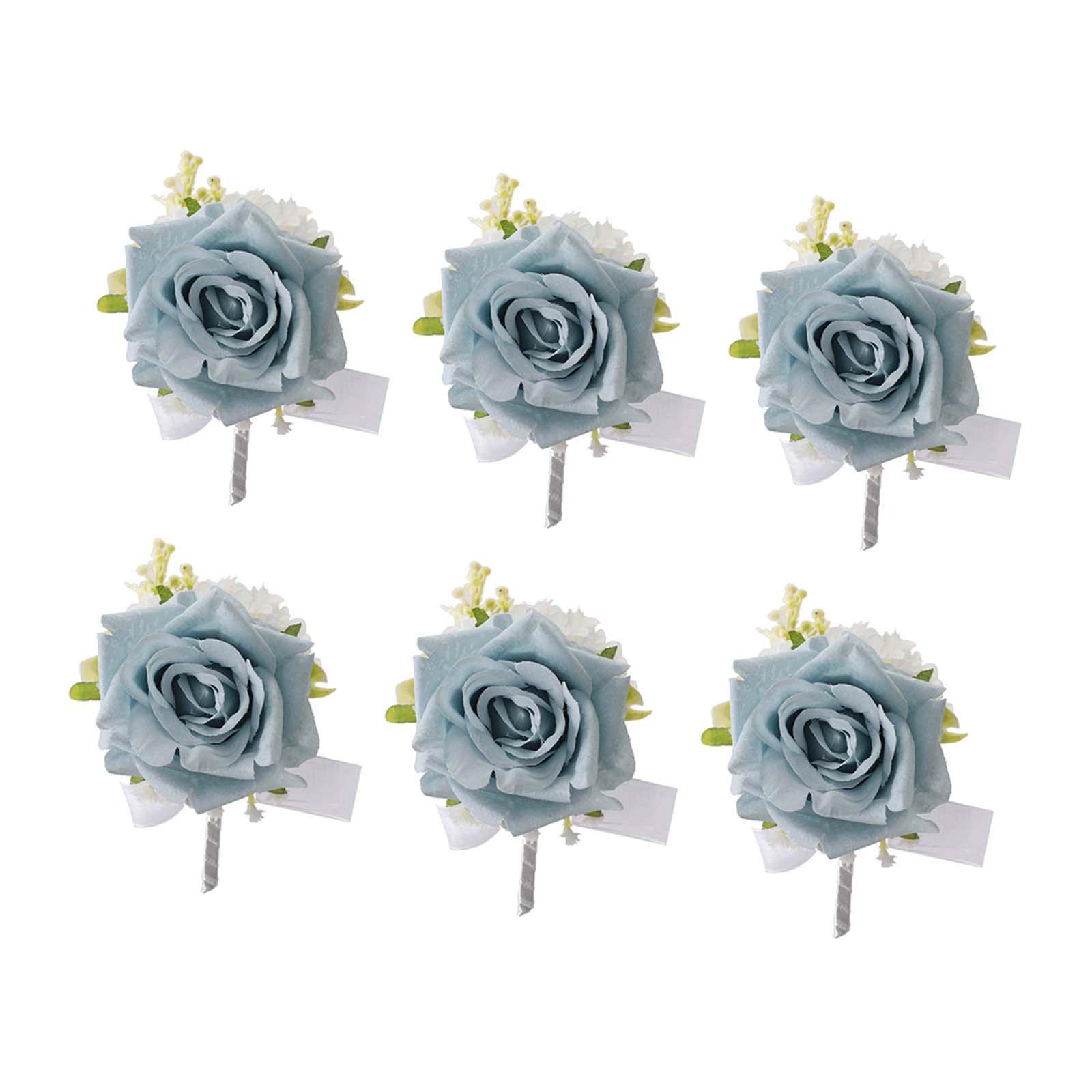6x Свадебная бутоньерка Цветок Бутоньерка Жениха Искусственный цветок для мероприятий синий