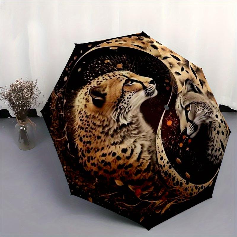 "Yin Yang Cheetahs: A Unique Circular Art Print"Umbrella, Portable 3-Fold Compact Umbrella for Men & Women ES41