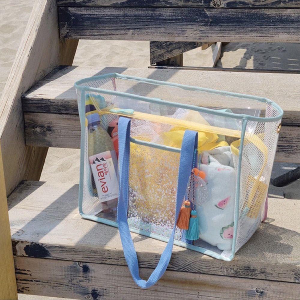 

Bag Beach Bag Cosmetic Bag Storage Bag Women Handbags Single Shoulder Bag PVC Transparent Bag синий