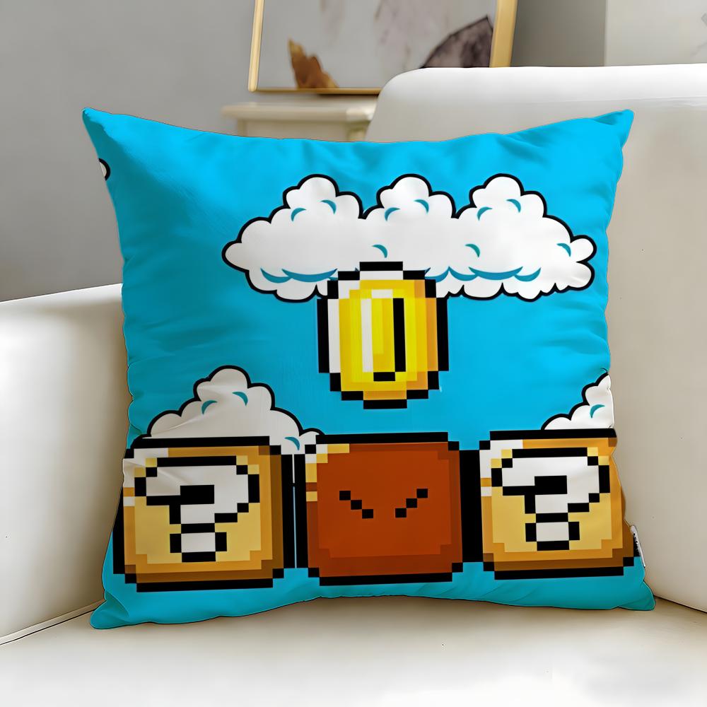 classic game character Mario Cushion Cover Soft & Easy-Wash Pillow Case – Versatile for Couch, Bed, Travel and Office