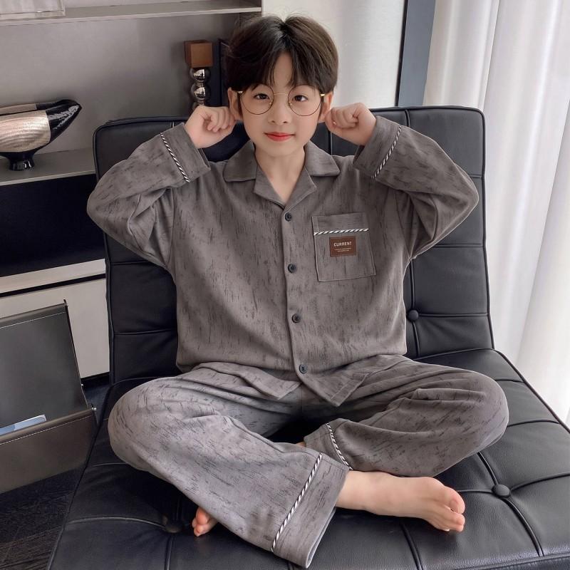 Boys Cotton Pajama Set Long Sleeve Cartoon Print Home Wear Kids 8 Years Comfortable Sleepwear
