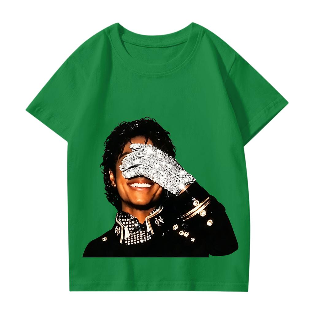 Fashionable Round Neck Short Sleeve Work Clothes Printed Tops For KID Summer Tops