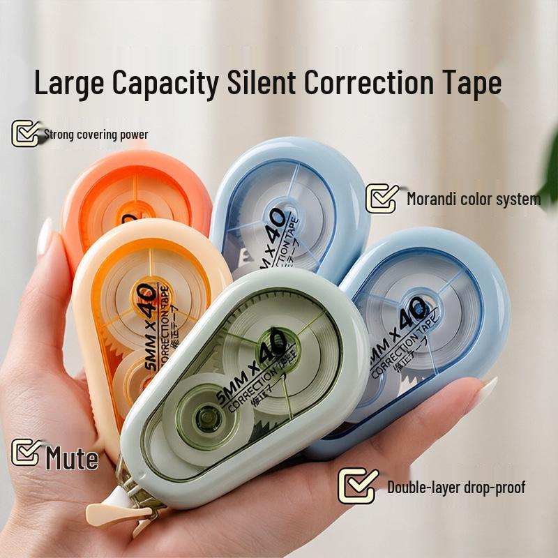Morandi High-Capacity Silent Correction Tape - Anti-Fall, Student-Exclusive, Smooth, and Practical White-Out