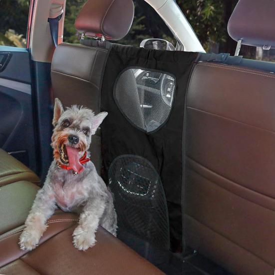 Hundebarriere für Rücksitz im Auto Einfach zu installieren Haustier-Barriere Netzgitter mit Haken Sicherheits-Trennwand mit Aufbewahrungstasche für Auto SUV LKW