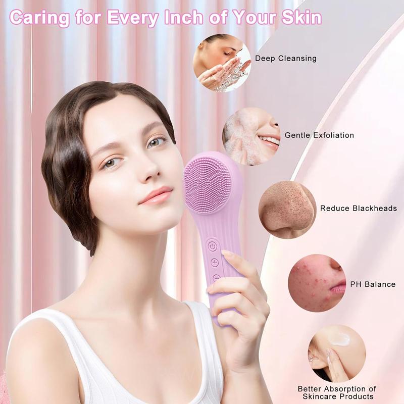 Silicone Face Cleaner Electric Sonic Facial Cleansing Brush Ultrasonic Vibrating Face Massager Mini Pore Deep Cleaning Machine