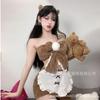 Erotic Underwear Hollow Love Open Chest Sexy Cat Ears Plush Female Split Leaky Navel Outfit Set