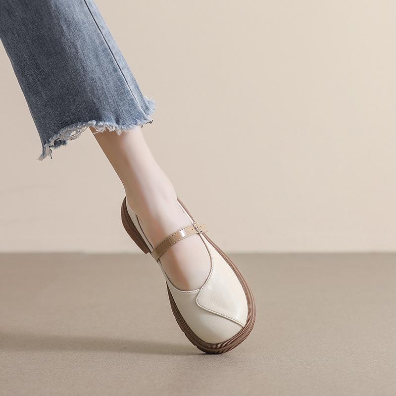 Women's 2023 Thick-Soled Mary Jane Loafers - Spring/Autumn Round-Toe Chunky Heel, Soft Sole