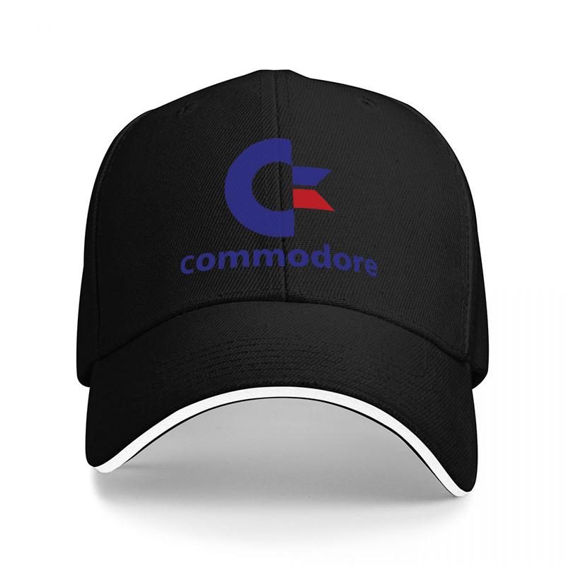 Commodore Logo Baseballkappe Klassische Schwarze Mütze mit Blau-Rotem Emblem Stilvolles Design für Fans und Freizeit