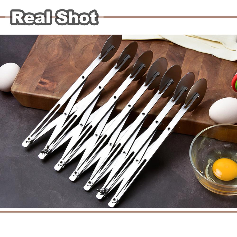 

7-колесный нож для пиццы из нержавеющей стали, колесный нож, резак, регулируемый делитель теста для кондитерских изделий, пиццы 7 wheel серебряный