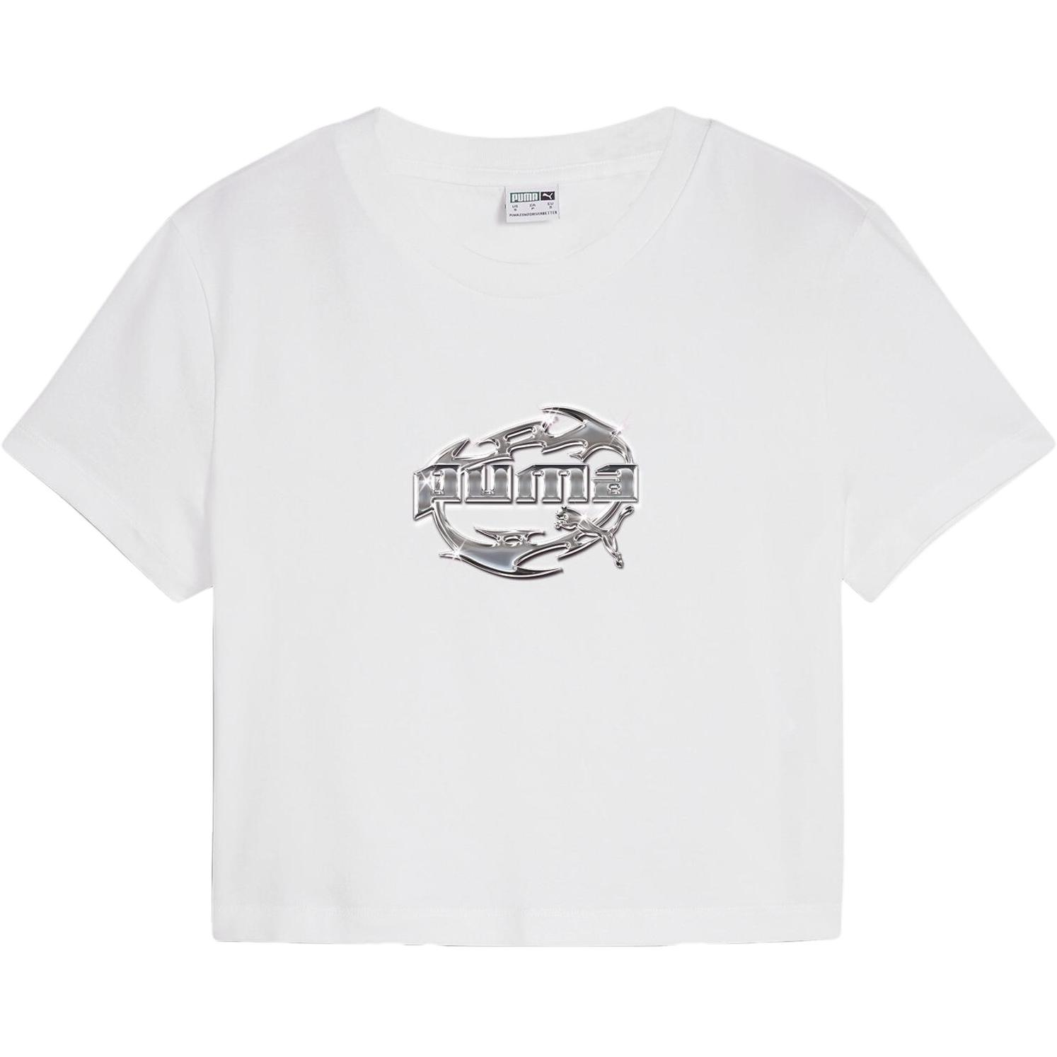 

Puma Hyper Girl Round Neck Loose Fit Printed Short Sleeve T-Shirt Women Tops White 629403-02 XL