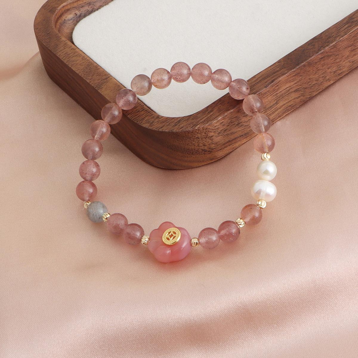 Bracelet Natural Crystal Bracelet Strawberry Crystal Red Jade Cat Claw Small Fresh Xiaohongshu Live