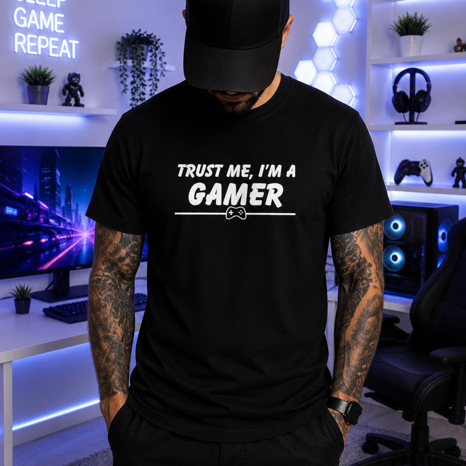 Trust Me I m a Gamer T-Shirt | Gaming Controller Tee M