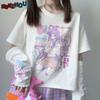 Kawaii Y2k E Girl Cartoon Print Graphic Long Sleeve T-shirts Women Harajuku Black Tee Shirt Japanese Streetwear Club Style