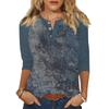 Women's T Shirt Print Button 3/4 Sleeve Daily Weekend Fashion Basic V- Neck Regular Top