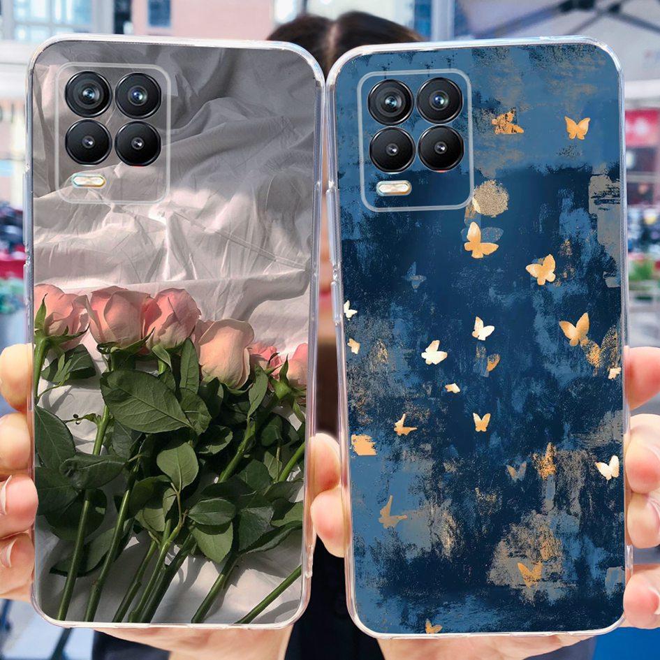 For Realme 8 Pro Case Fashion Flower Love Heart Soft Silicone Clear Cover For Realme 8 5G RMX3241 Funda on Realme8 RMX3085 Coque
