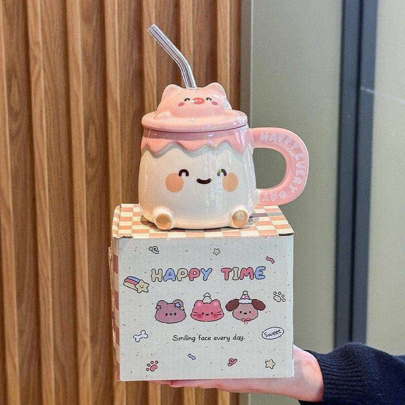 

Cat Mug Gift Set: Cute Birthday Present for Girls, Party Favors, Practical Cup for Kids