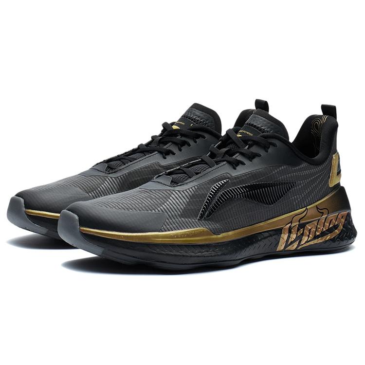 Li Ning Cushioning Slip Resistant Abrasion Resistant Low top Training Shoes Black Gold AFVR003-1