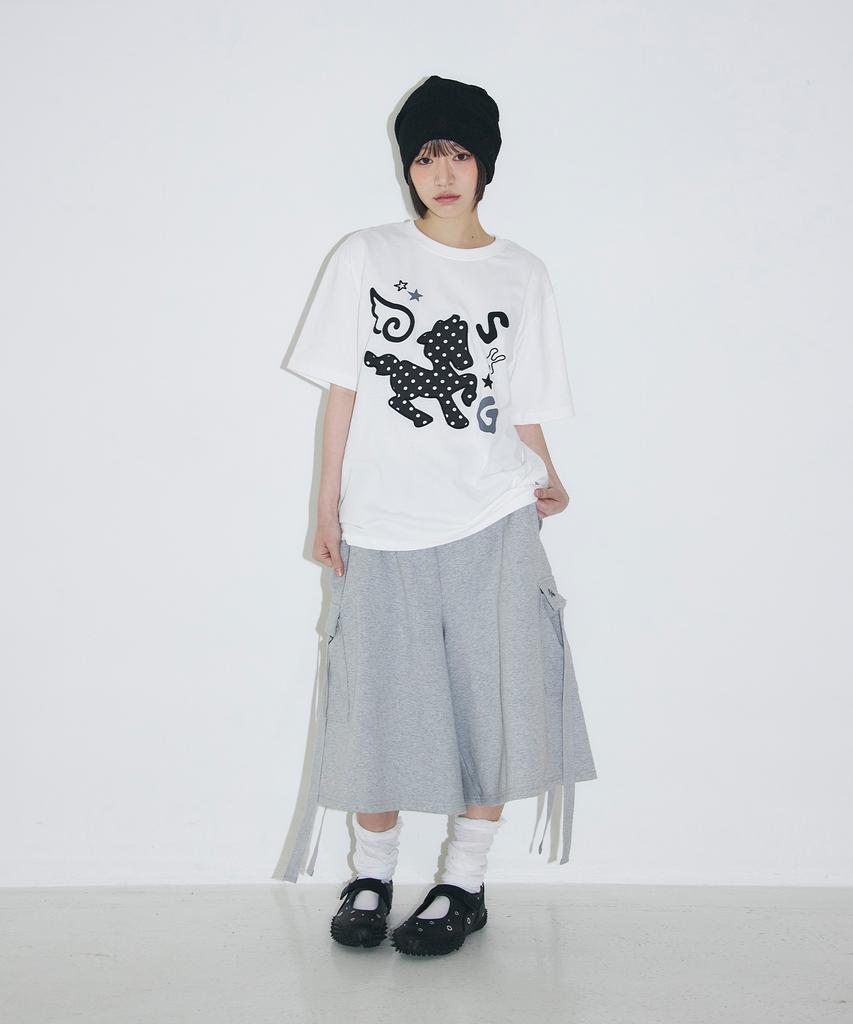 Seulliggeullou Dot Pony Applique T-Shirt [White]