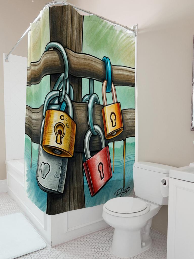 Colorful Padlocks Shower Curtain | Modern and Artistic Bathroom Decor