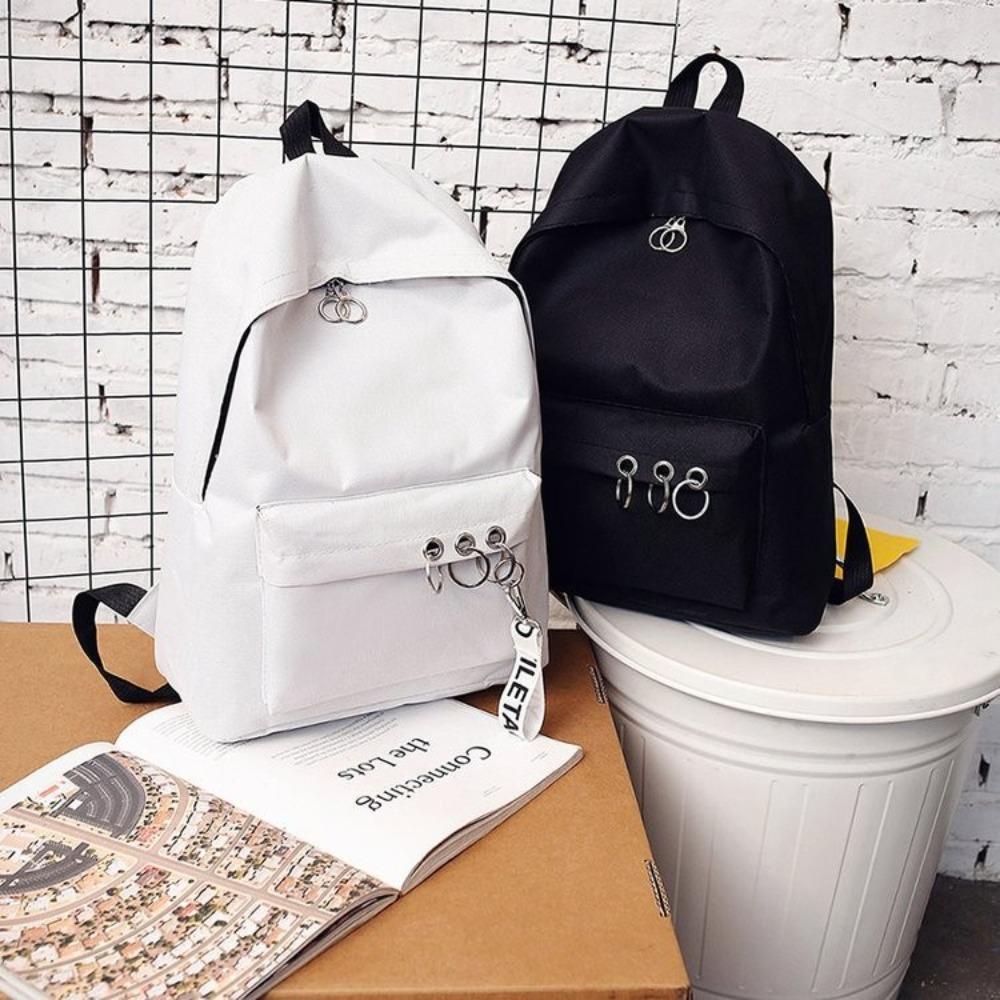 New trendy and cool casual backpack simple and fashionable solid color backpack men's and women's same canvas college style school bag